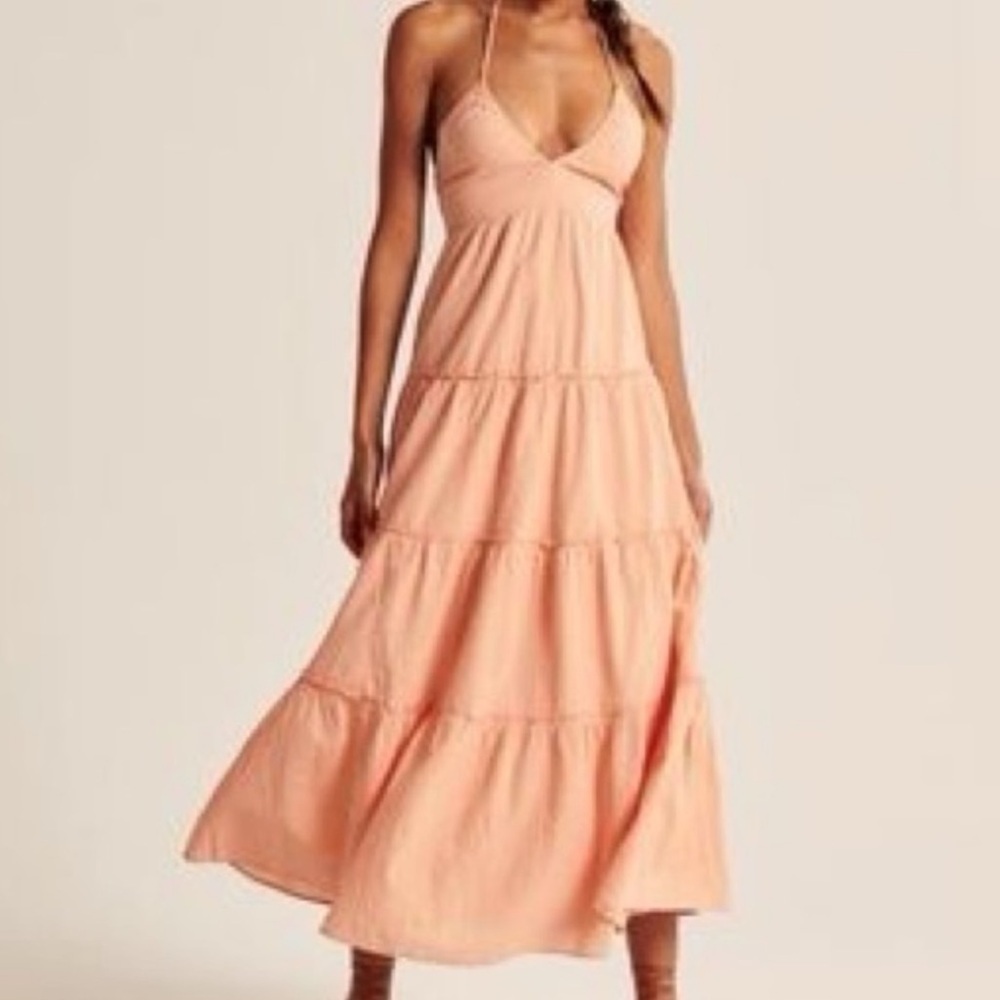 Abercrombie & Fitch Halter Tiered Maxi Dress